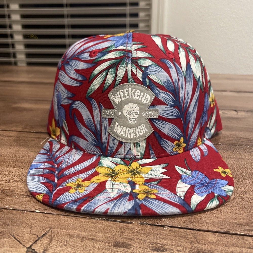 Haus Of Grey‎ Blue Floral Badge Aloha Strapback Hat Mens Size OS